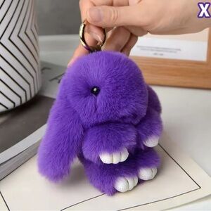 NEW Purple Fur Bunny Bag Charm / Keychain